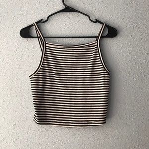 Cropped Black and White striped tank top